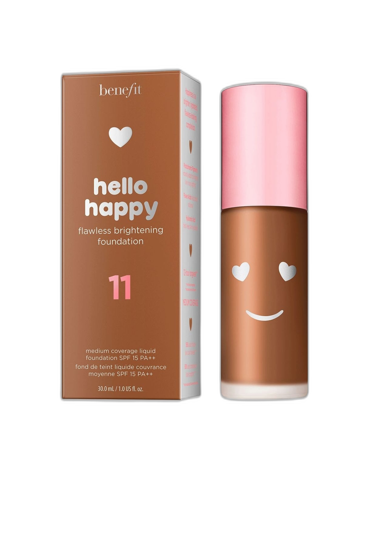 Benefit, Hello Happy, Iluminare, Fond de ten lichid, 11, Neutru întunecat, SPF 15, 30 ml
