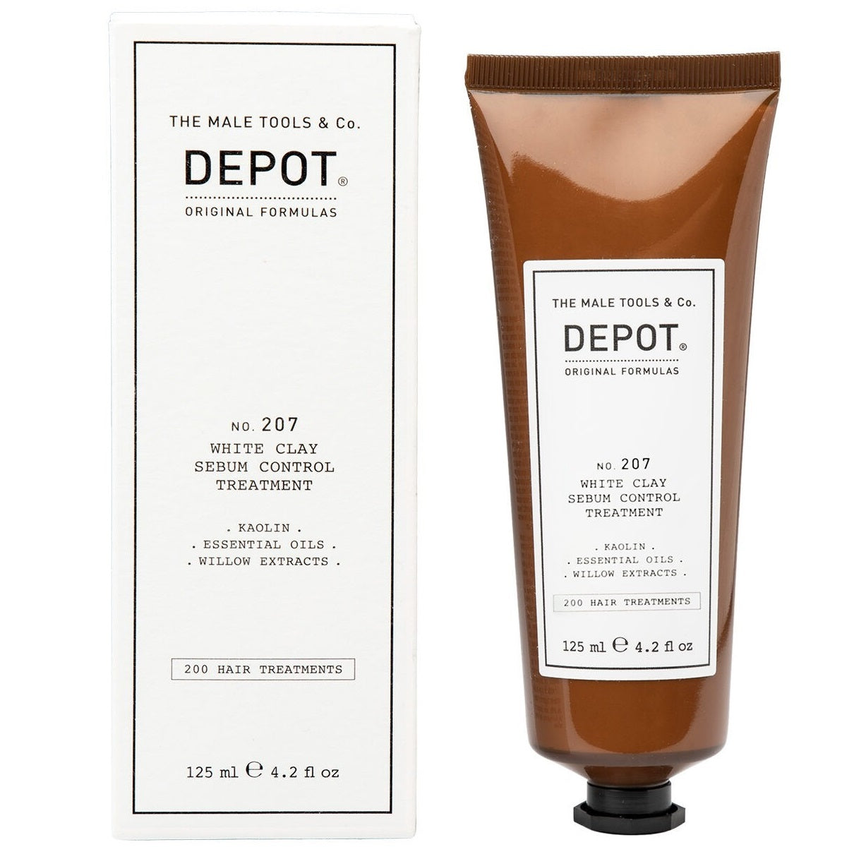 Depot, 200 Hair Treatments No. 207, Caulin, Mască cremă pentru tratamentul scalpului, Pentru reglarea sebumului excesiv, 125 ml