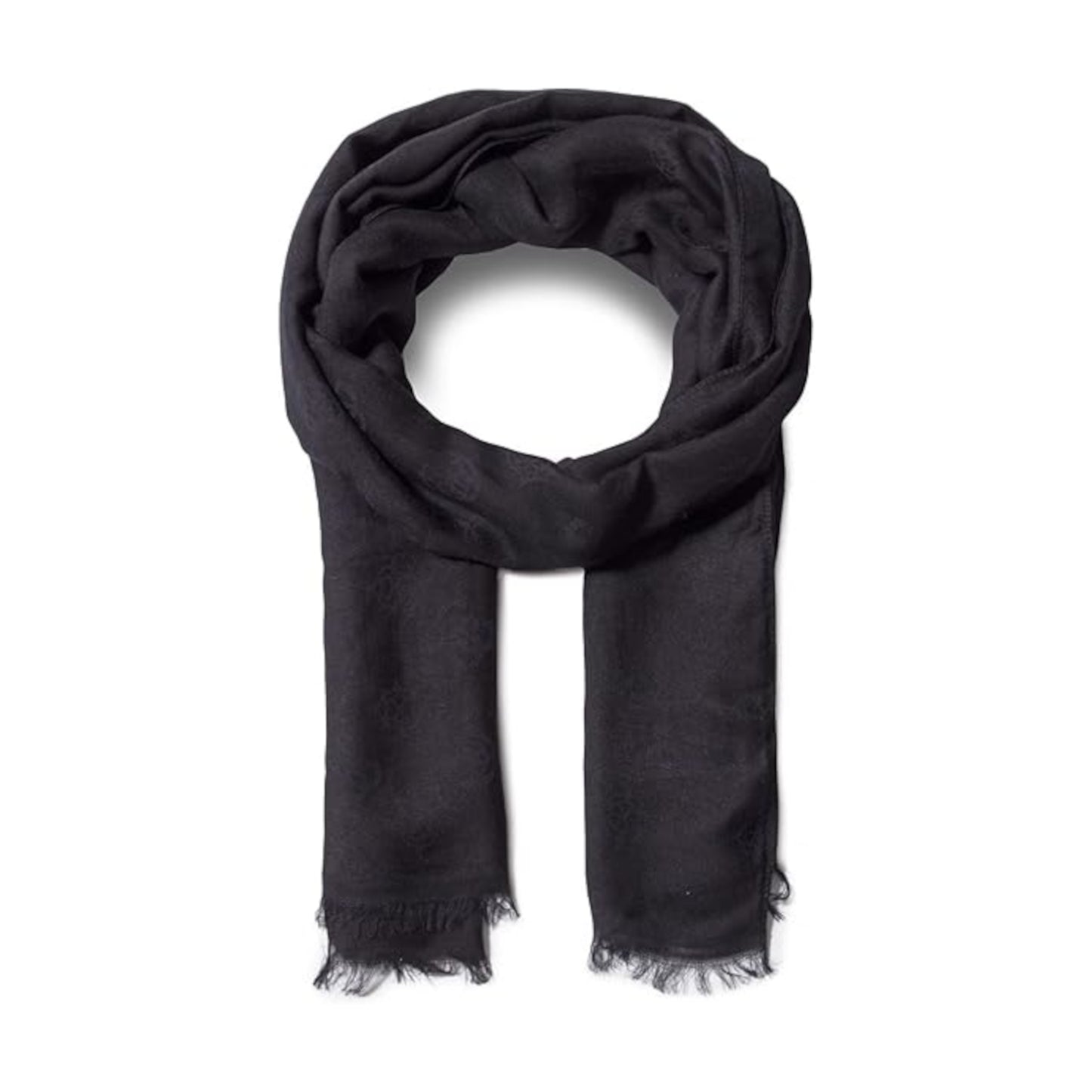 Guess, Ninette Jacquard, Eșarfă textilă, Negru, 8 x 180, Pentru femei