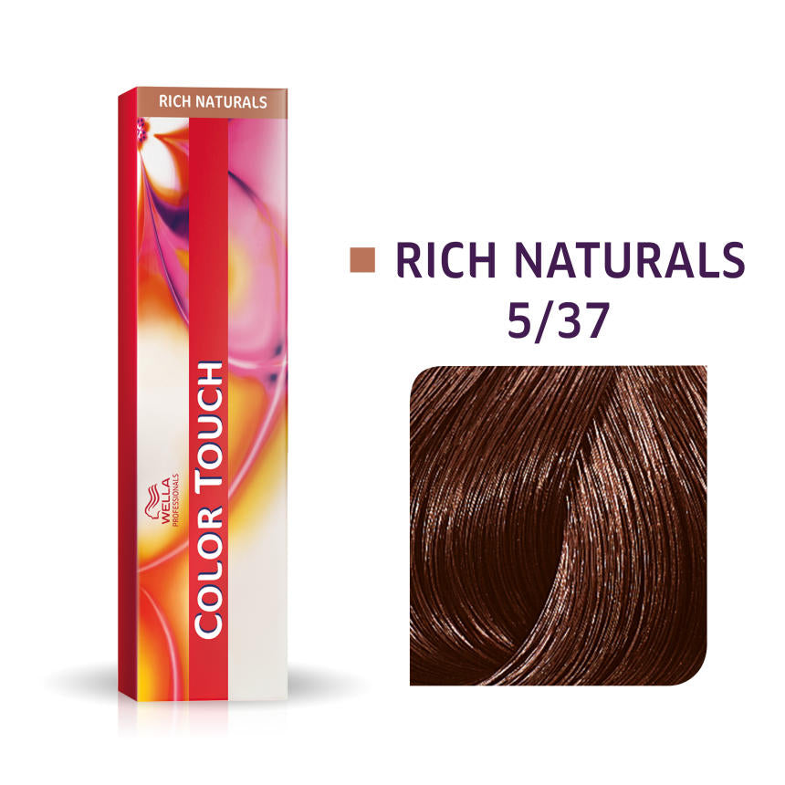 Wella Professionals, Color Touch, Fără amoniac, Vopsea de păr semi-permanentă, 5/37 Light Chestnut Golden Brown, 60 ml