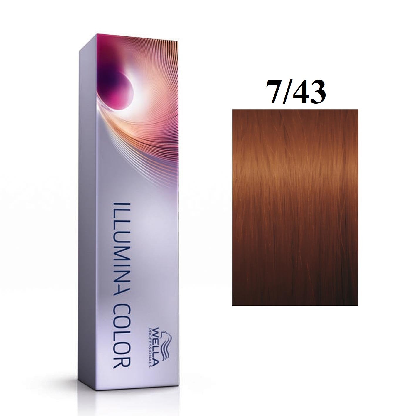 Wella Professionals, Illumina Color, Vopsea permanentă de păr, 7/43 Medium Blonde Golden Red, 60 ml