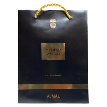 Ajmal, Amber Wood, Cumpărături, Sac de cumpărături din carton, Hârtie, Negru