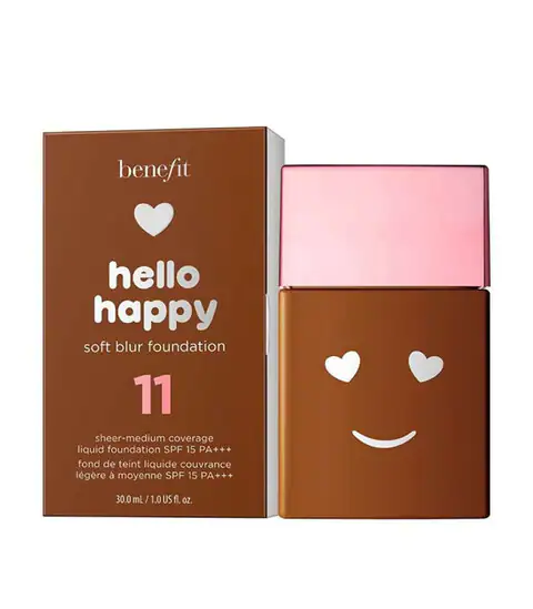 Benefit, Hello Happy Soft Blur, Finisaj mat, Fond de ten lichid, 11, Neutru întunecat, SPF 15, 30 ml