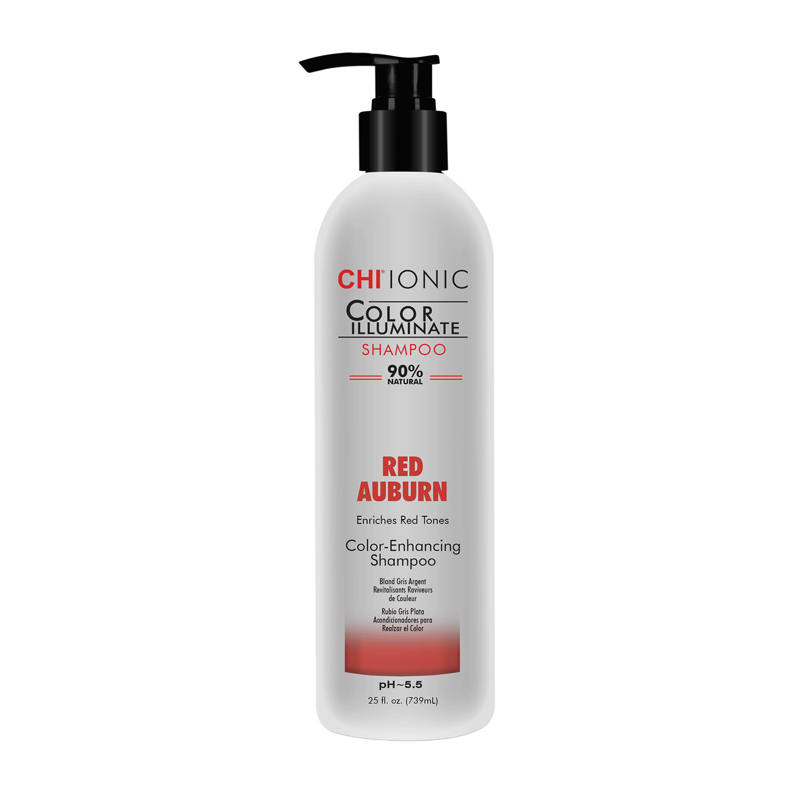 Chi, Ionic Color Illuminate, Fără parabeni, Șampon pentru colorarea părului, Pentru culoarea naturală a părului și părul vopsit,  Red Auburn, 739 ml