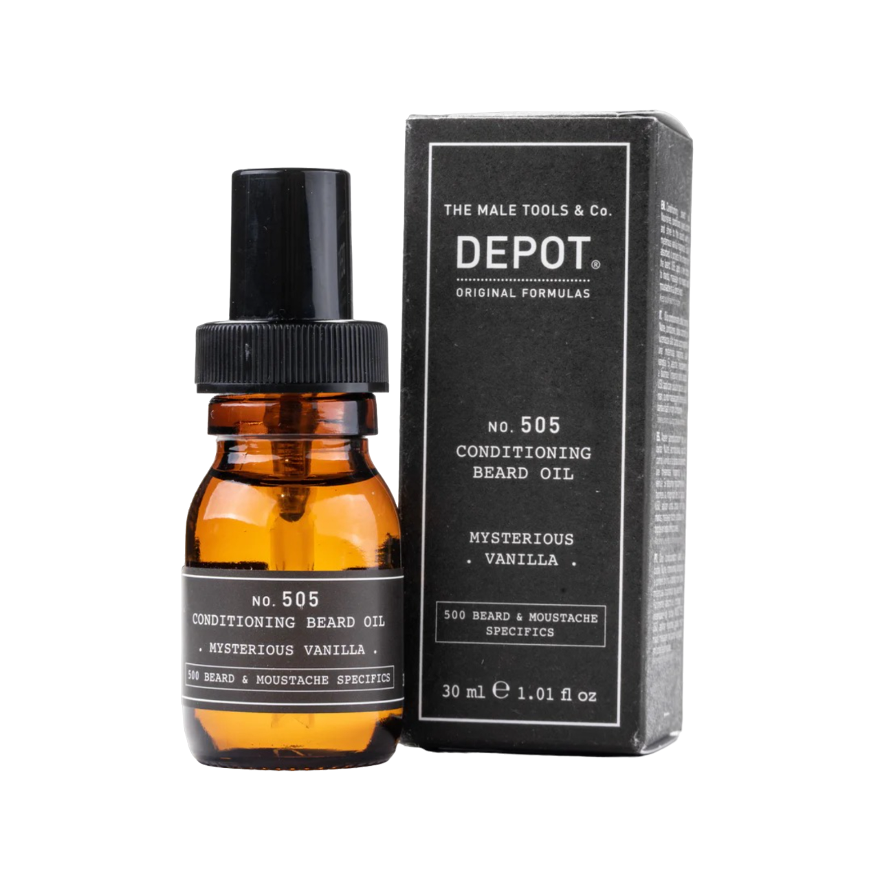 Depot, 500 Beard & Mustache Specifics No. 505, Ulei pentru barbă, Vanilie misterioasă, Vitamina E, Pentru strălucire și finețe, 30 ml