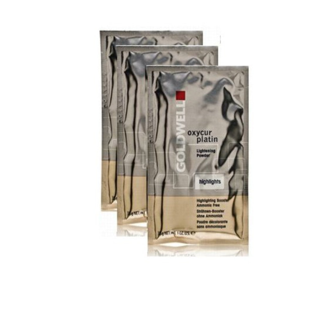 Set Trio, Goldwell, Oxycur Platin, Înălbire, Pudră oxidantă pentru păr, 3 buc, 30 g