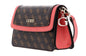 Guess, Camy, Piele sintetică, Logo 4G, Geantă textilă crossbody, Coral/Maro, Pentru femei