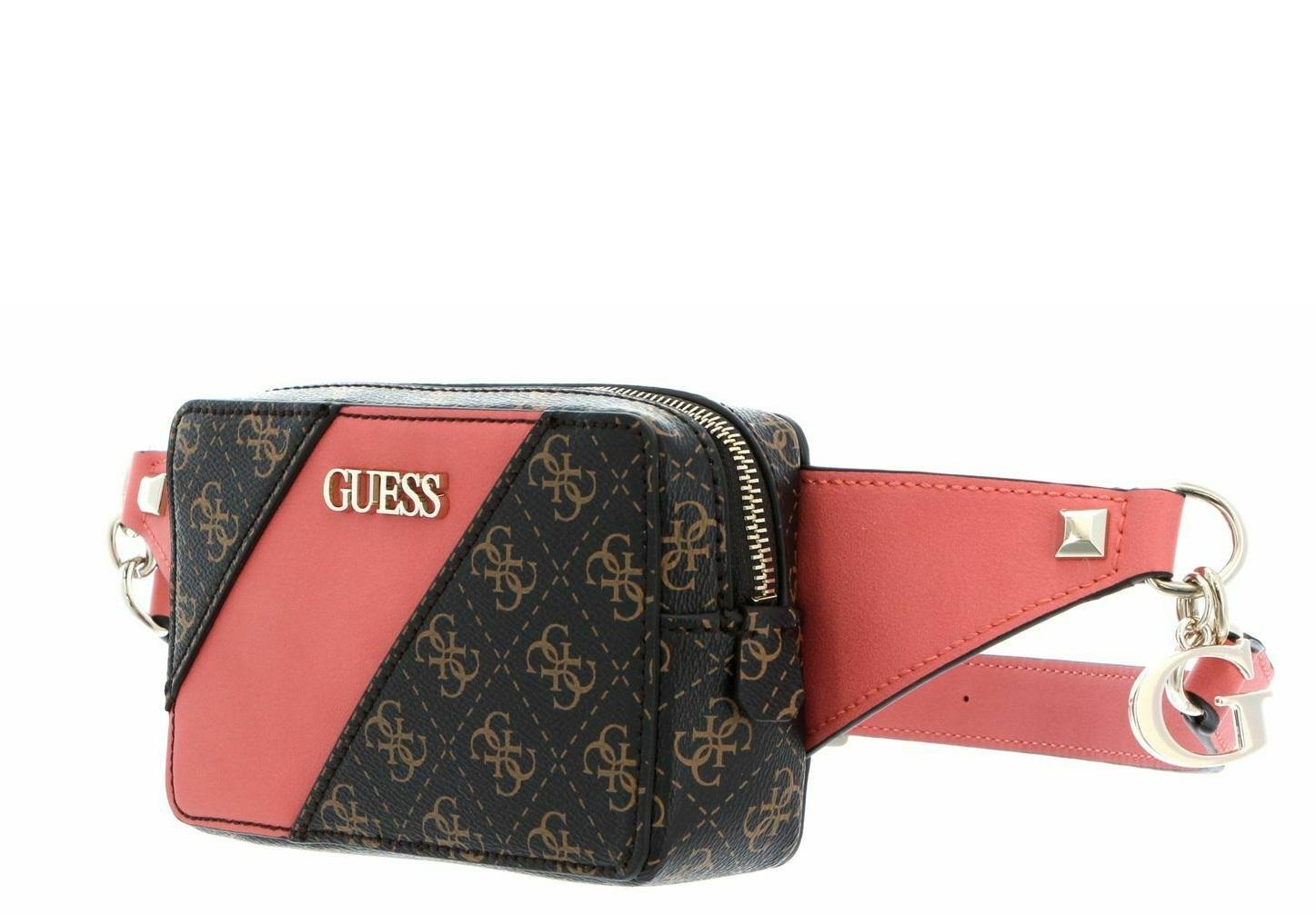 Guess, Camy, Borsetă din textil, Logo 4G, Coral/Maro, Pentru femei