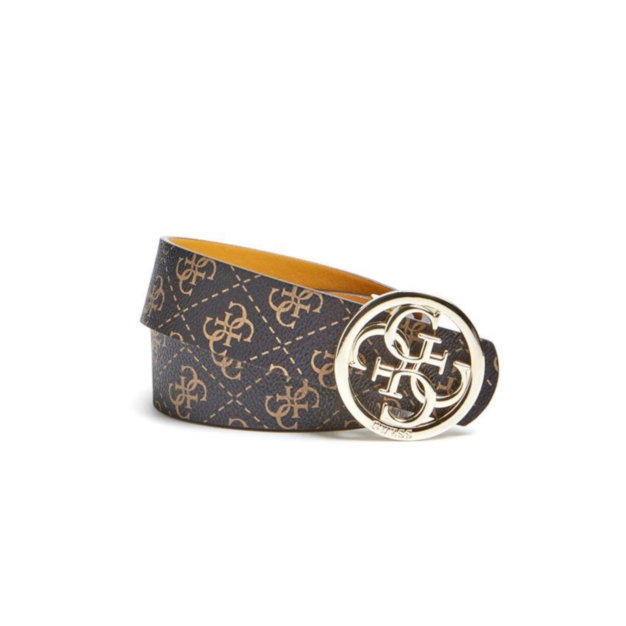 Guess, Jensen Not Ajuster et Rev, Model cu două fețe, Curea textilă, Maro, Galben muștar, Pentru femei, Mărimea M