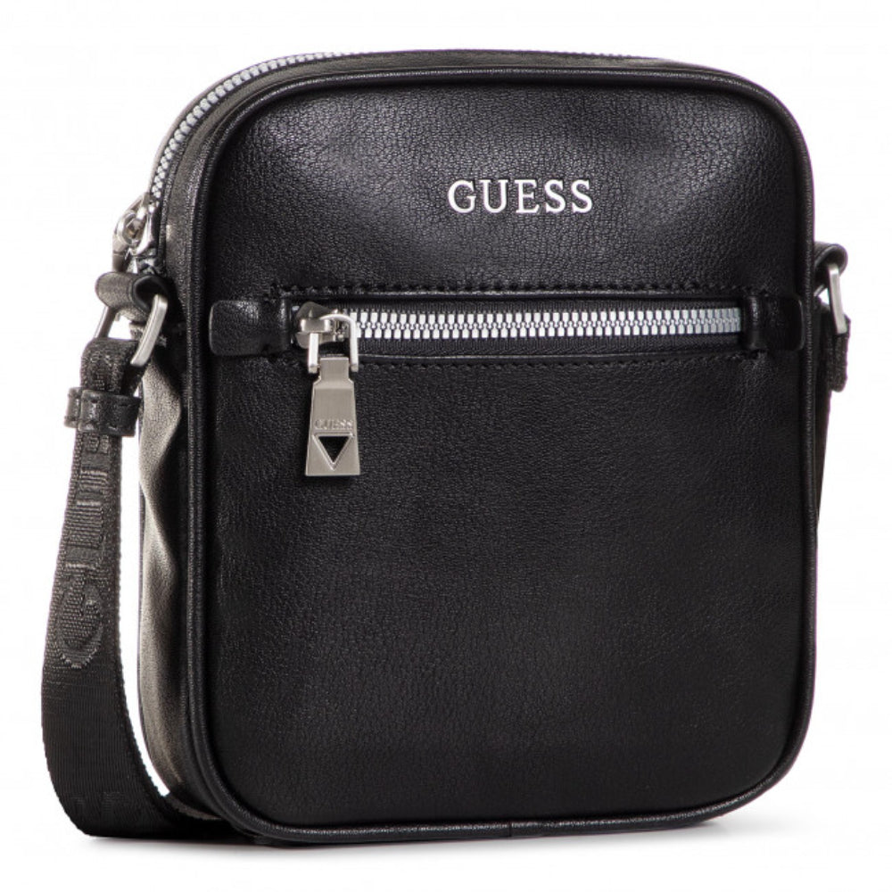Guess, Scala, Mini, Geantă textilă crossbody, Negru, Pentru bărbați