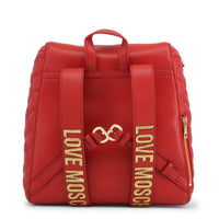 Moschino, Love, Piele sintetică, Rucsac textil, Roșu, Buzunare 2, Pentru femei