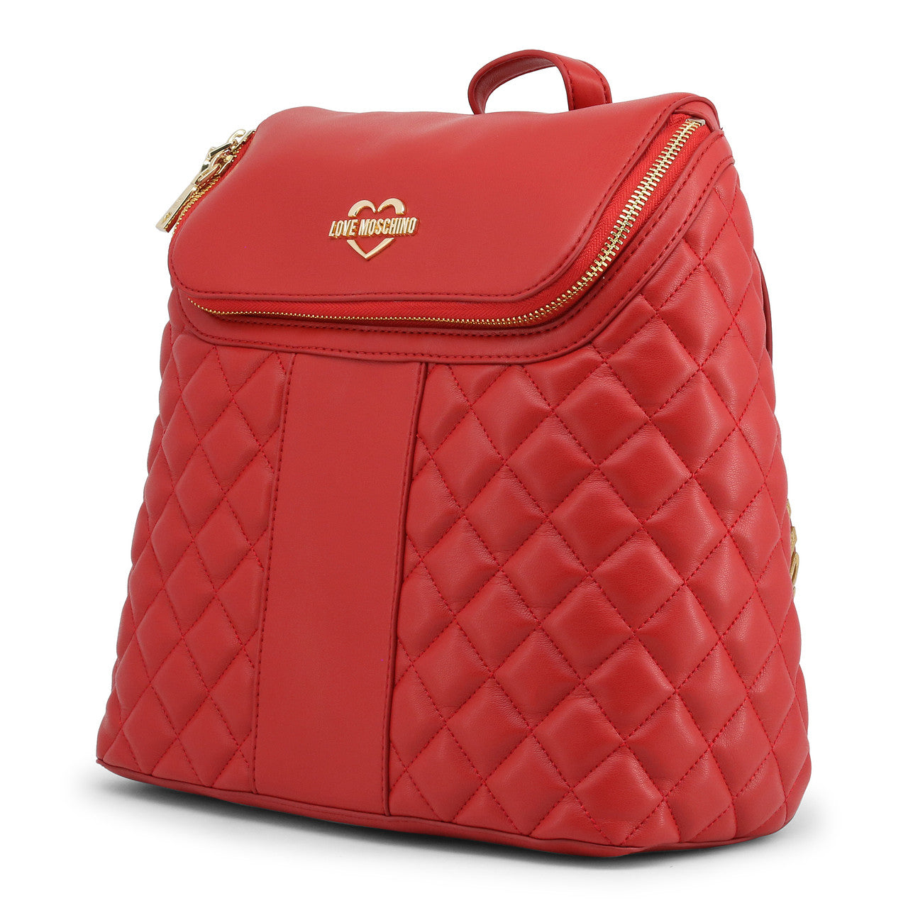 Moschino, Love, Piele sintetică, Rucsac textil, Roșu, Buzunare 2, Pentru femei