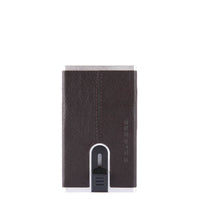 Piquadro, Black Square, Suport de carduri din piele, Sistem de alunecare pătrat, PP4825B3R-TM, Maro, Pentru bărbați