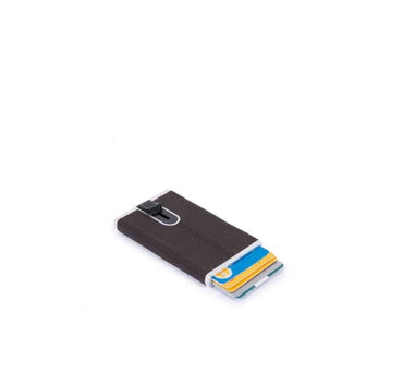Piquadro, Black Square, Suport de carduri din piele, Sistem de alunecare pătrat, PP4825B3R-TM, Maro, Pentru bărbați