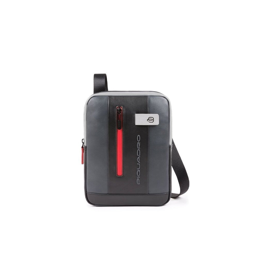 Piquadro, Urban, Husă iPad, Geantă de piele crossbody, Negru/Gri, CA1816UB00, 21 x 27 x 6 cm, Pentru bărbați