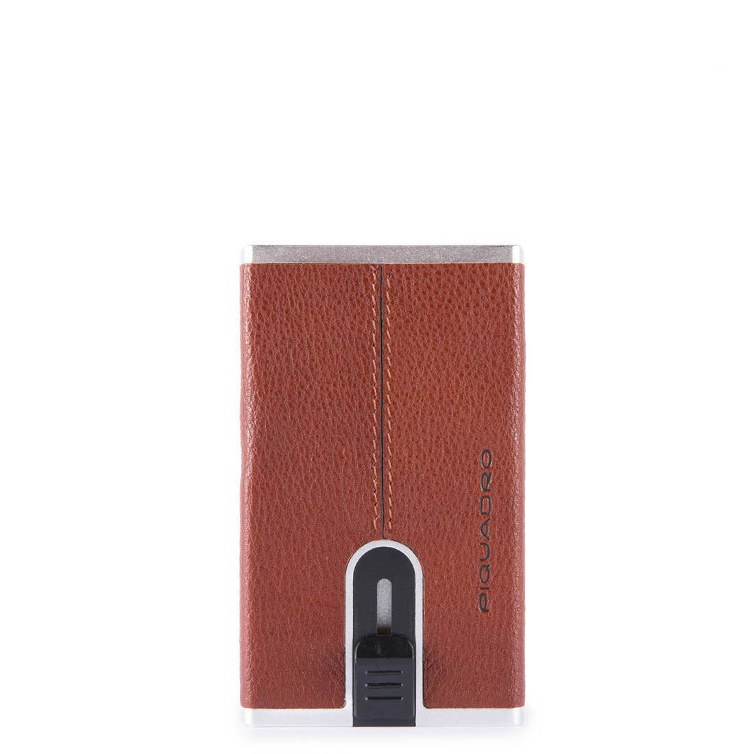 Piquadro, Black Square, Suport de carduri din piele, Sistem de alunecare pătrat cu clema de bani, PP4825B3R-CU, Maro, Pentru bărbați