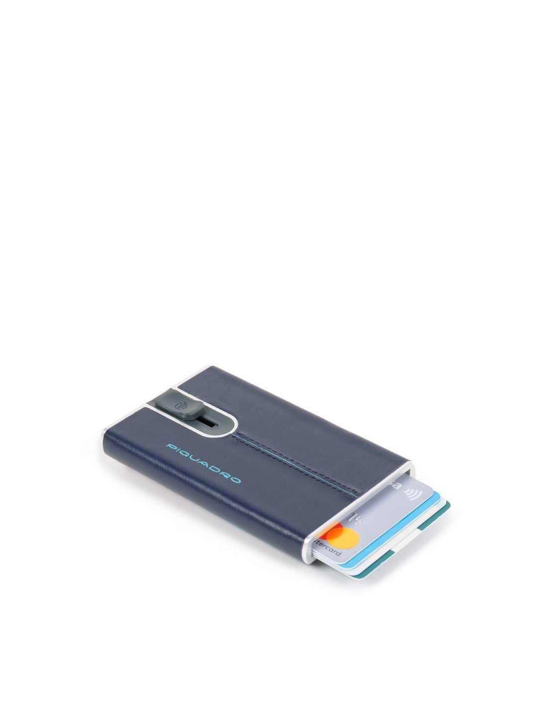 Piquadro, Blue Square, Portofel din piele, Sistem de alunecare pătrat cu clema de bani, PP5358B2R-BLU2, Albastru, Pentru bărbați