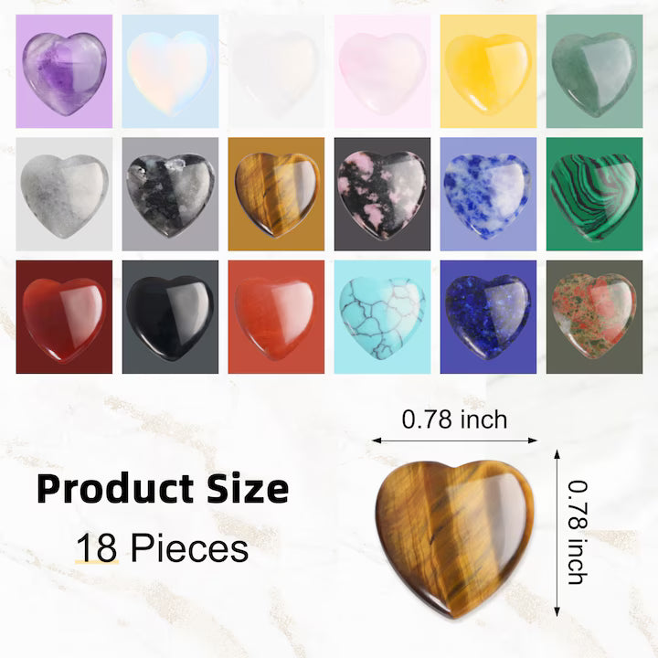 Set 18 Pietre Semipretioase decorative, Multicolor, 20x20x6mm