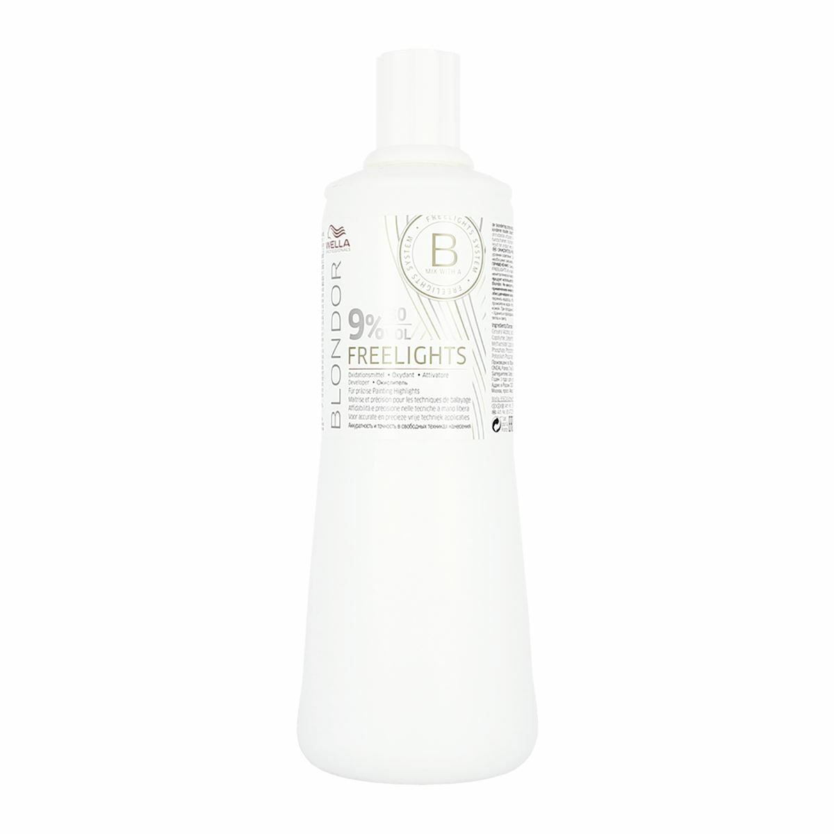 Wella Professionals, Blondor Freelight, Pentru reîmprospătarea culorii, Loțiune oxidantă pentru păr, 9%, 30 vol, 1000 ml
