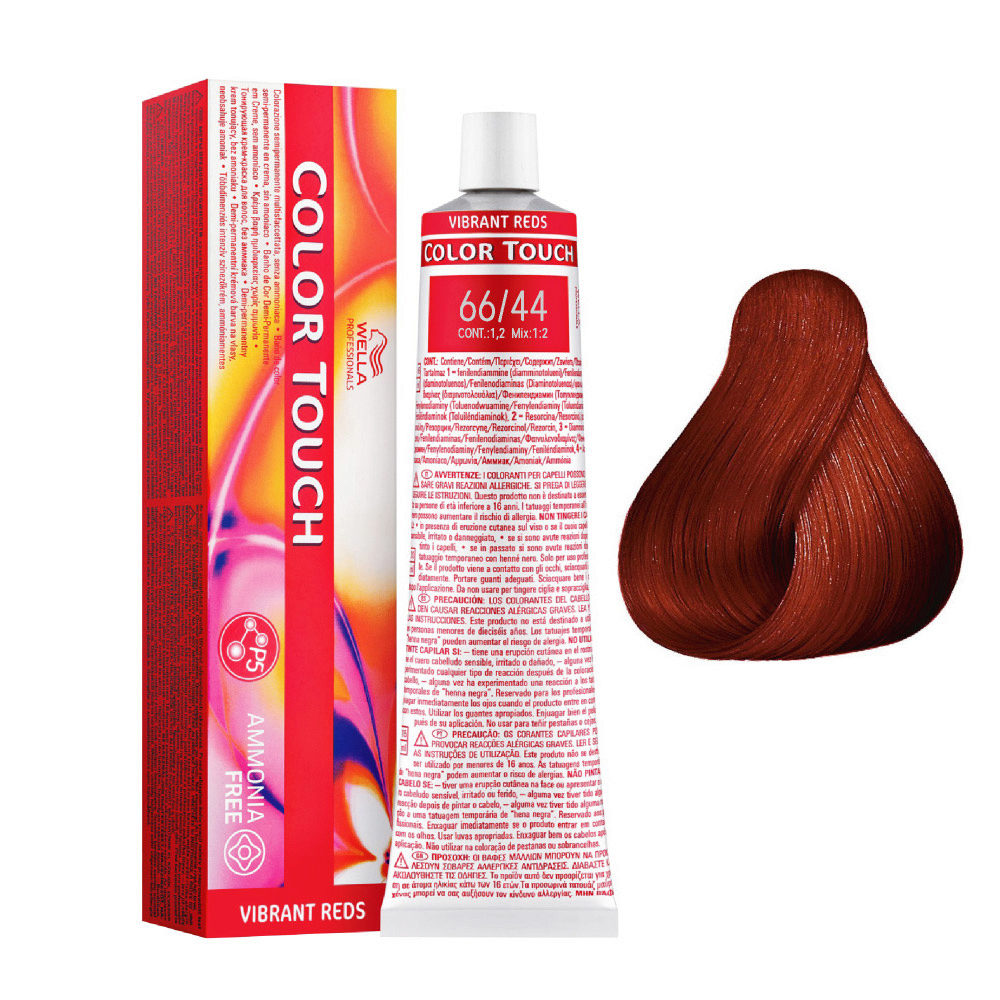 Wella Professionals, Color Touch, Fără amoniac, Vopsea de păr semi-permanentă, 66/44 Dark Blonde Intensive Red, 60 ml