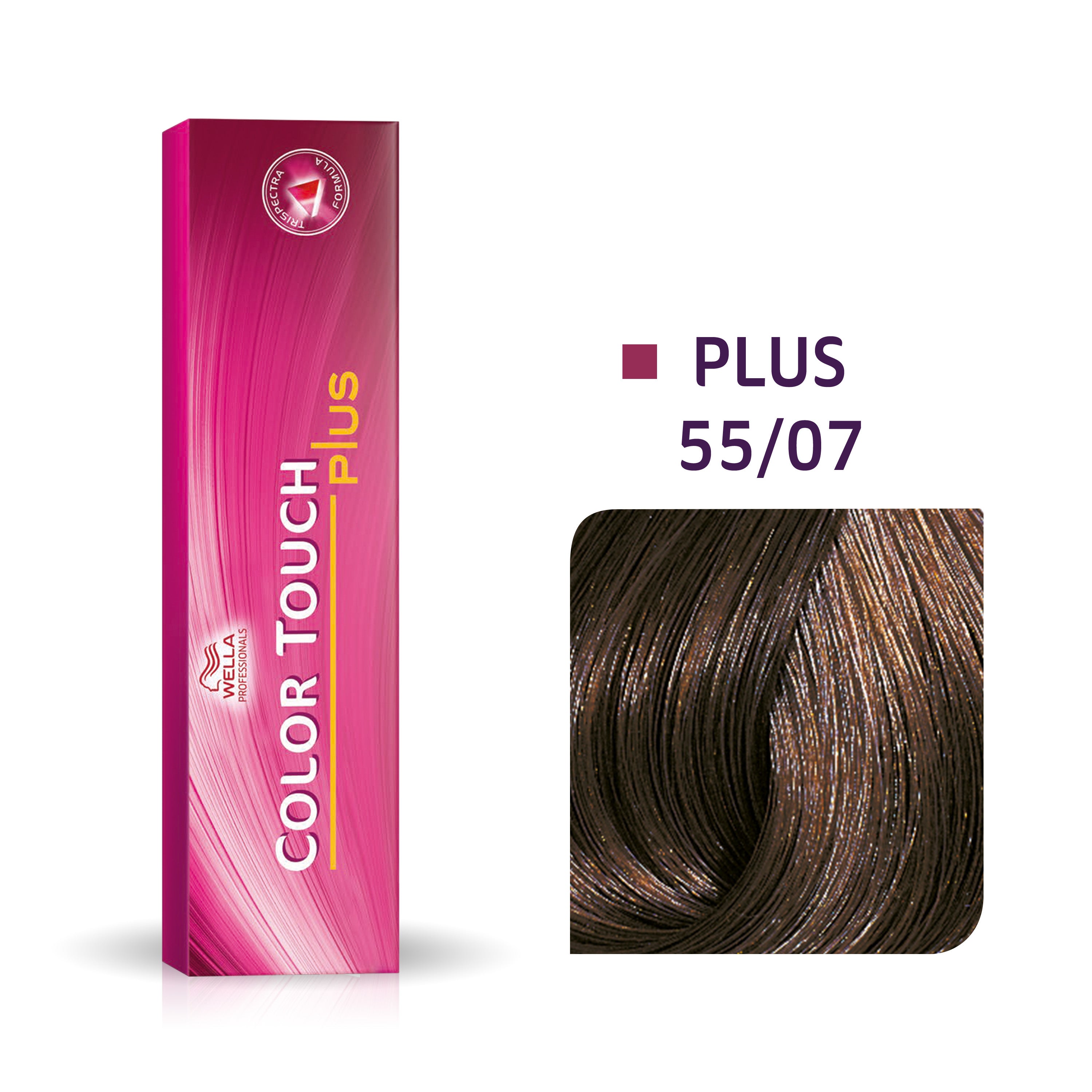 Wella Professionals, Color Touch Plus, Fără amoniac, Vopsea de păr semi-permanentă, 55/07 Light Chestnut Intense Natural Brown, 60 ml