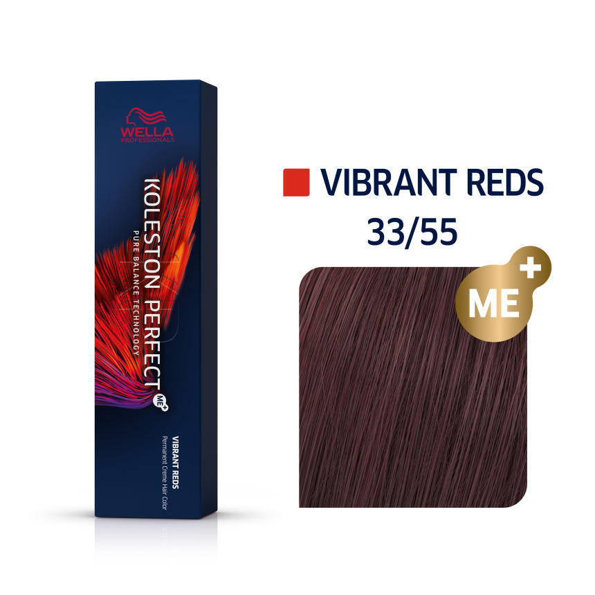 Wella Professionals, Koleston Perfect Me+, Vopsea permanentă de păr, 33/55 Dark Chestnut Intense Mahogany, 60 ml