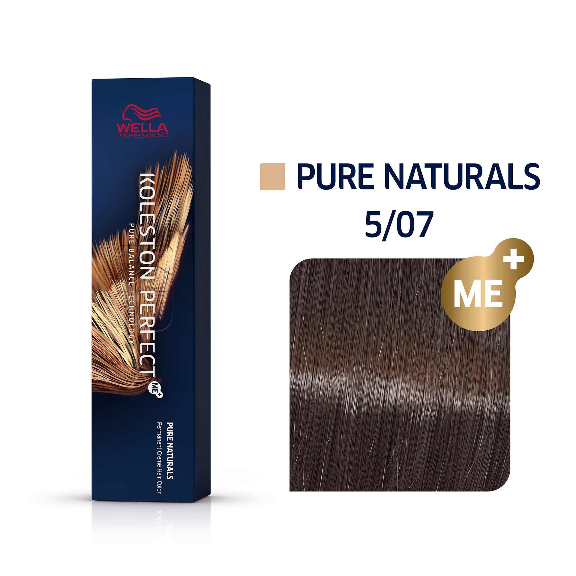 Wella Professionals, Koleston Perfect Me+, Vopsea permanentă de păr, 5/07 Light Chestnut Natural Brown, 60 ml