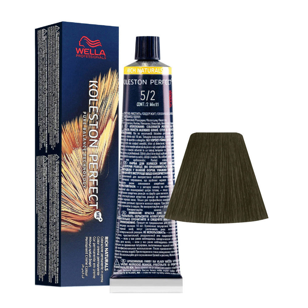 Wella Professionals, Koleston Perfect Me+, Vopsea permanentă de păr, 5/2 Matte Light Chestnut, 60 ml
